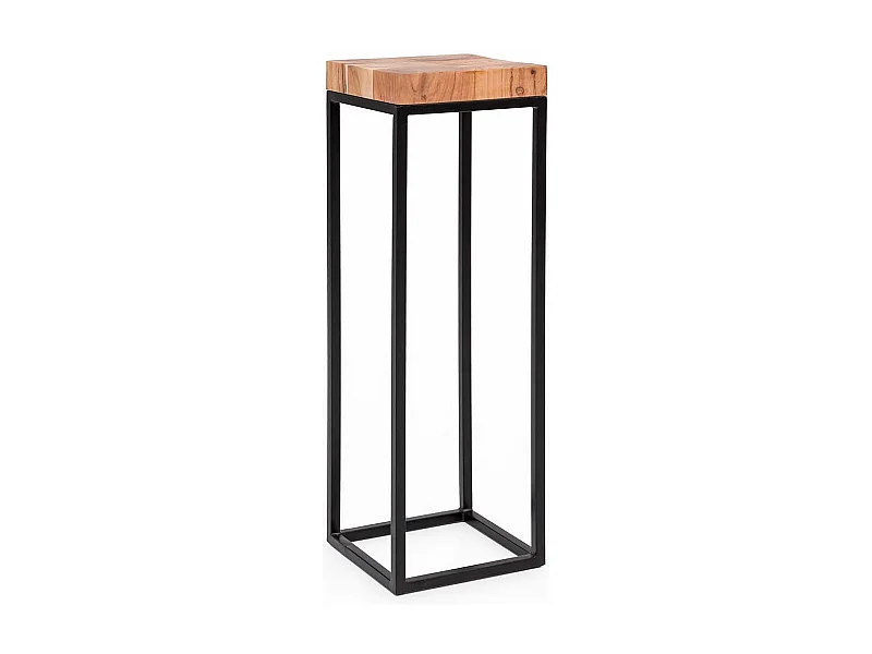 Blumensäule aus Akazie Massivholz und Eisen 30 cm breit