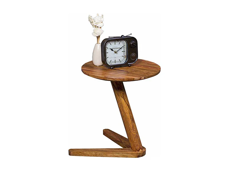 Ablagetisch aus Sheesham Massivholz Rund