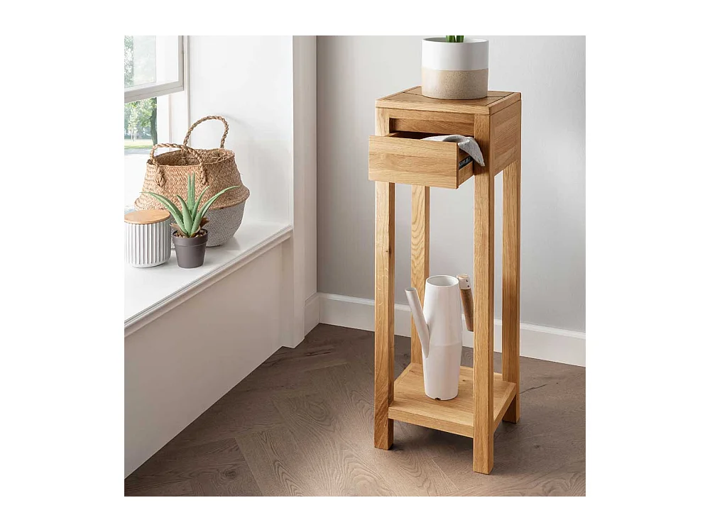 Blumenständer aus Massivholz in Wildeichefarben 90 cm hoch