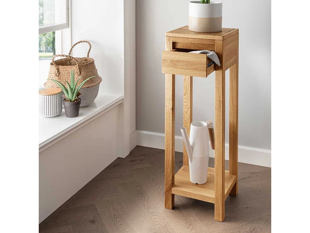 Blumenständer aus Massivholz in Wildeichefarben 90 cm hoch