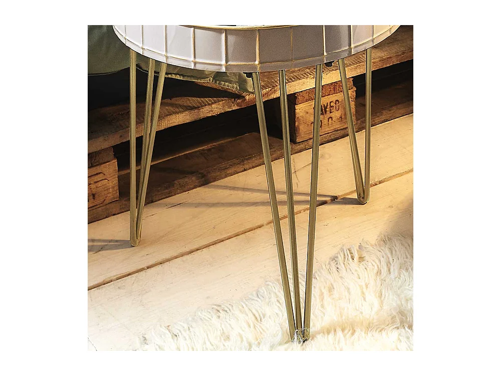 Design Sofatisch in Hellgrau und Bronzefarben rund