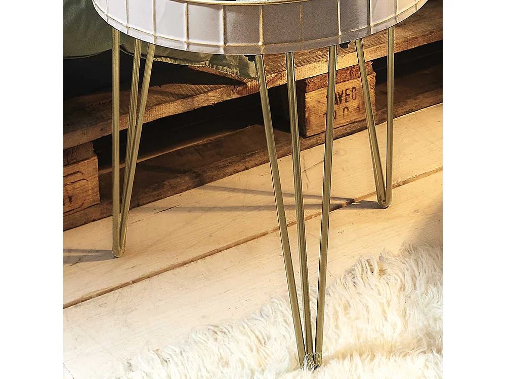 Design Sofatisch in Hellgrau und Bronzefarben rund