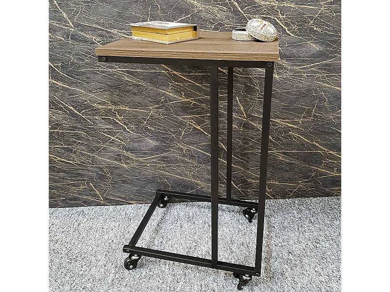 Anstelltisch mit Rollen in Eichefarben Schwarz