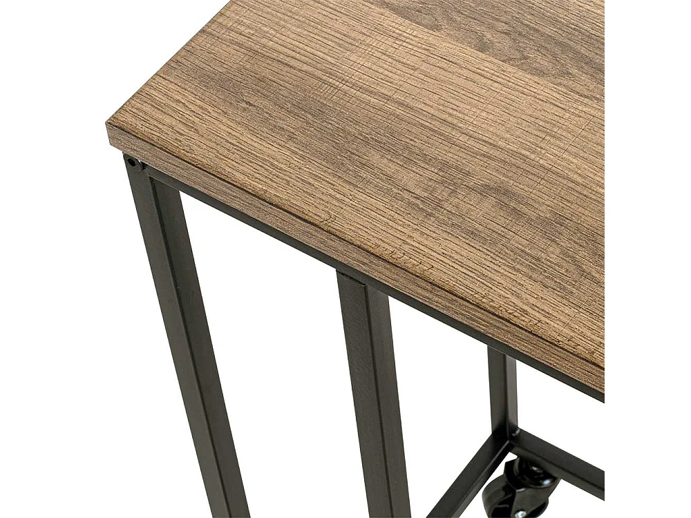 Anstelltisch mit Rollen in Eichefarben Schwarz