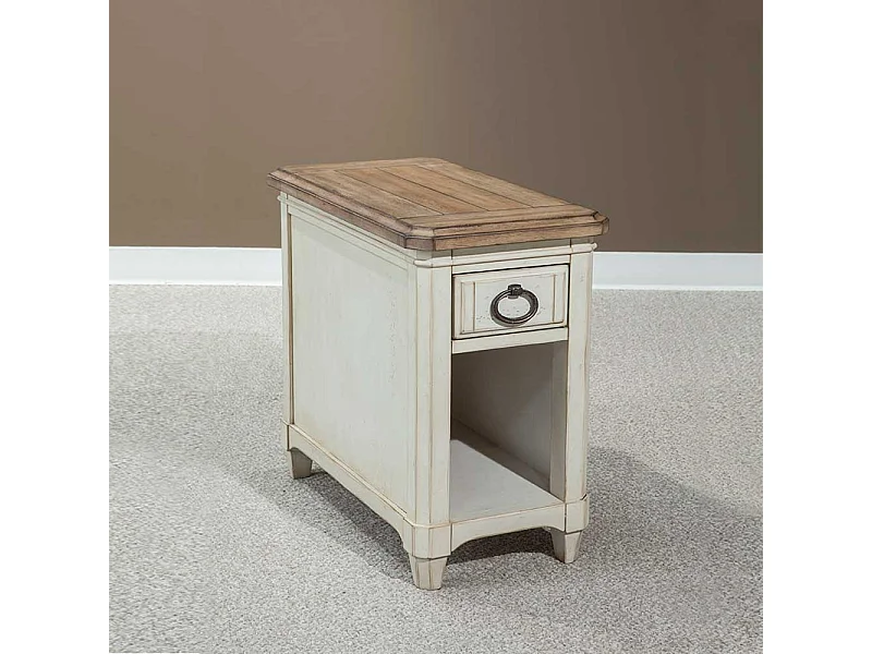 Ablagetisch in Weiß Holz Schublade