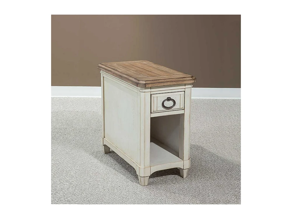 Ablagetisch in Weiß Holz Schublade