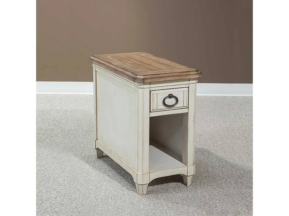 Ablagetisch in Weiß Holz Schublade