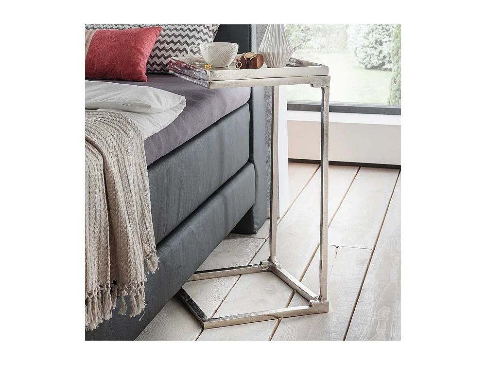 Alu Anstelltisch mit Bügelgestell Nickelfarben