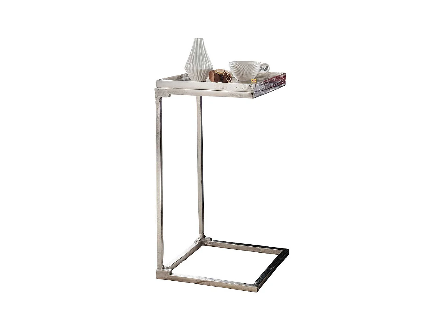 Alu Anstelltisch mit Bügelgestell Nickelfarben