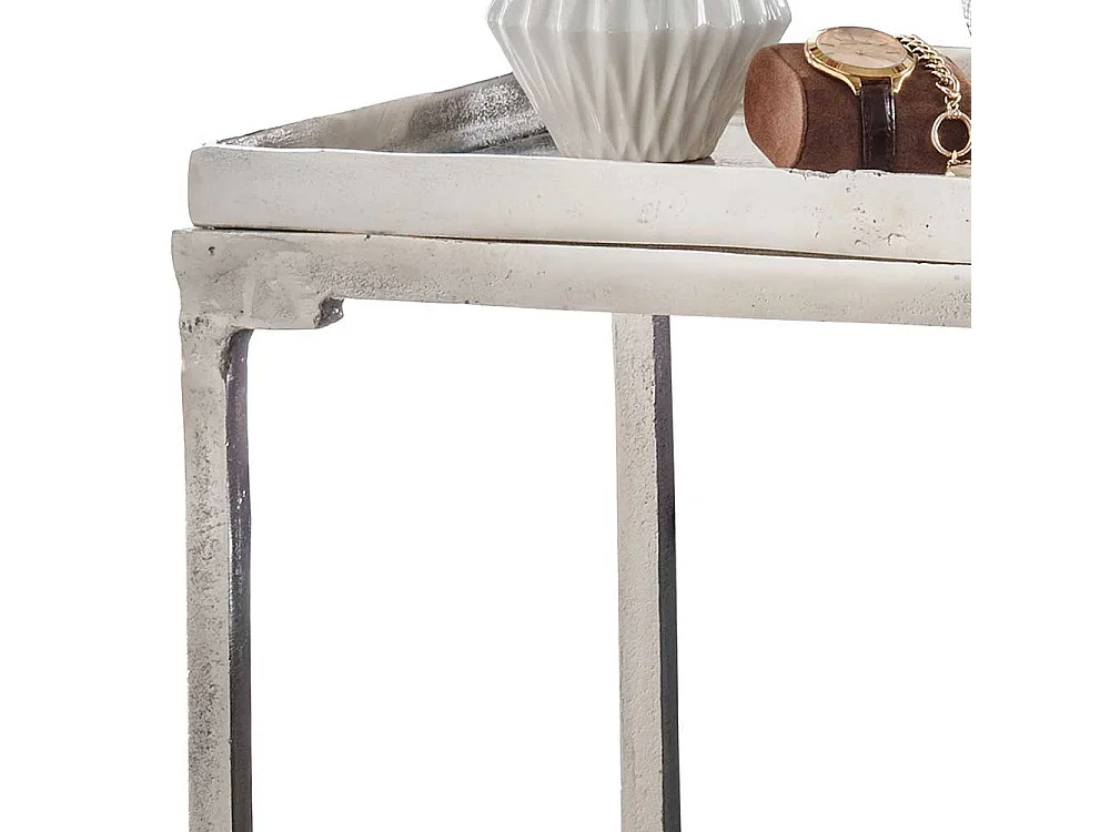 Alu Anstelltisch mit Bügelgestell Nickelfarben