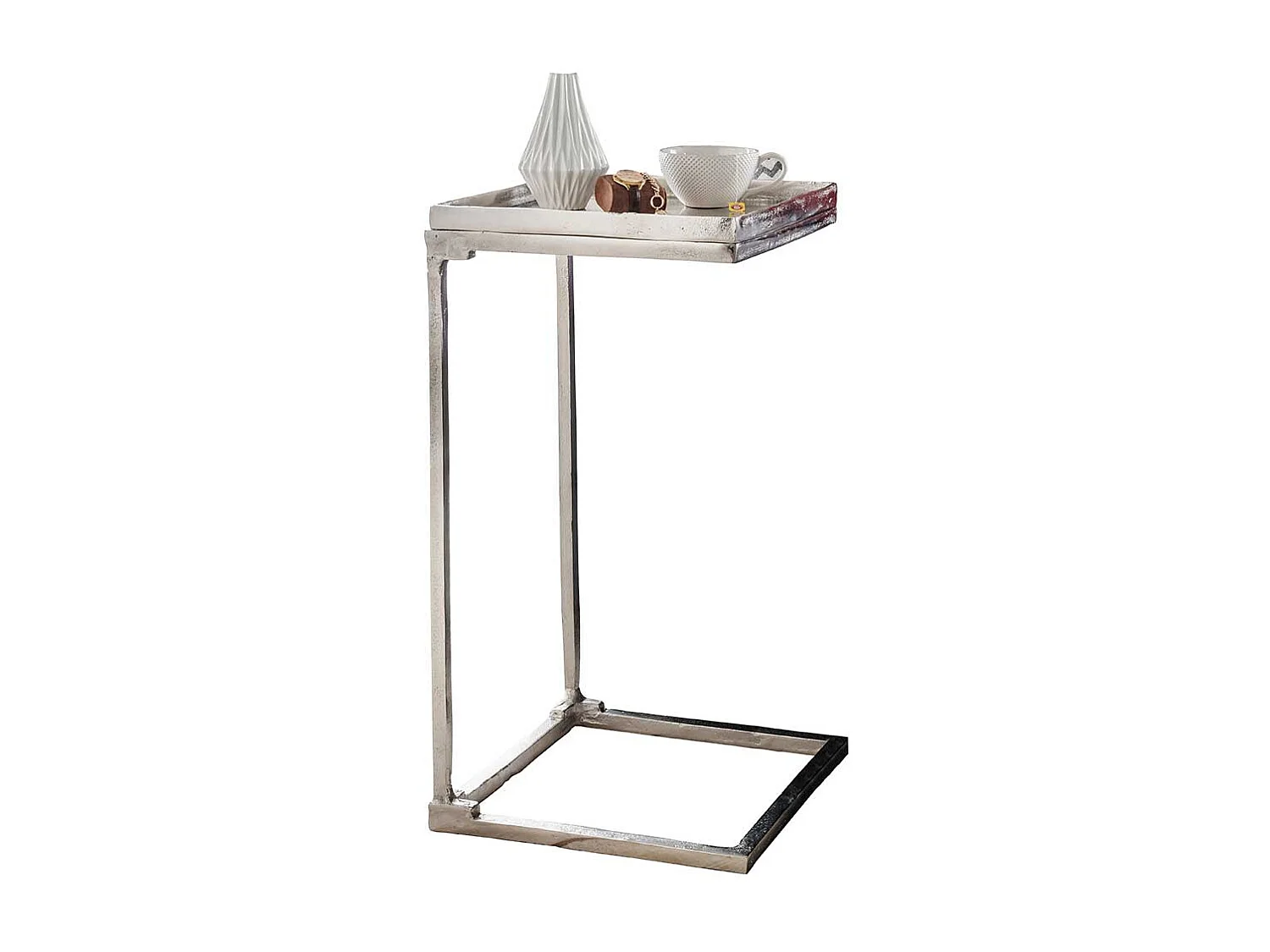 Alu Anstelltisch mit Bügelgestell Nickelfarben