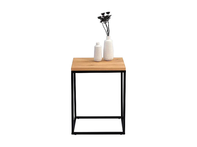 Ablagetisch aus Wildeiche Massivholz Metall Schwarz