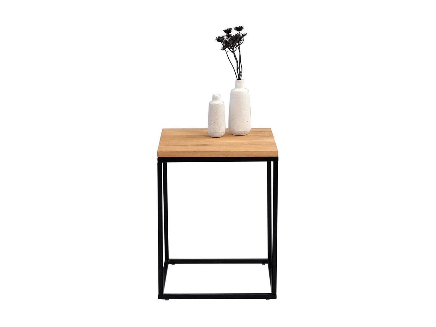Ablagetisch aus Wildeiche Massivholz Metall Schwarz