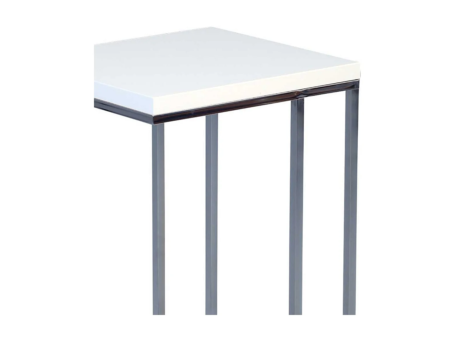 Ablagetisch in Weiß Hochglanz Metall verchromt