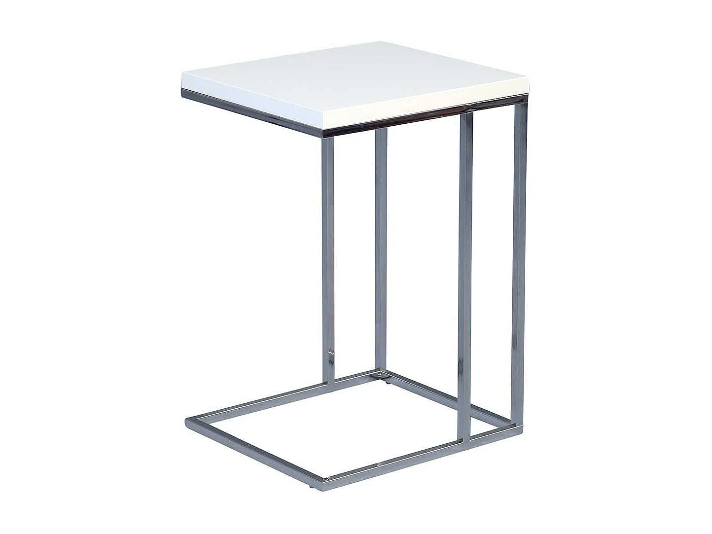 Ablagetisch in Weiß Hochglanz Metall verchromt