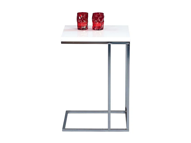 Ablagetisch in Weiß Hochglanz Metall verchromt