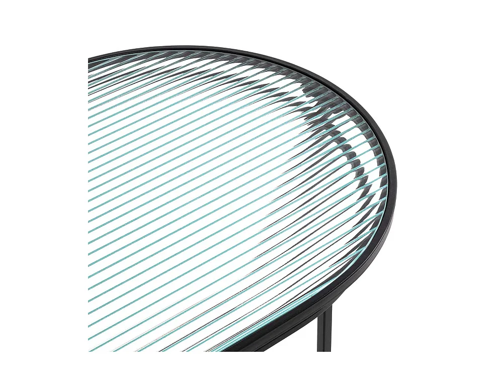 Designcouchtisch mit Bügelgestell Strukturglasplatte Riffelglas