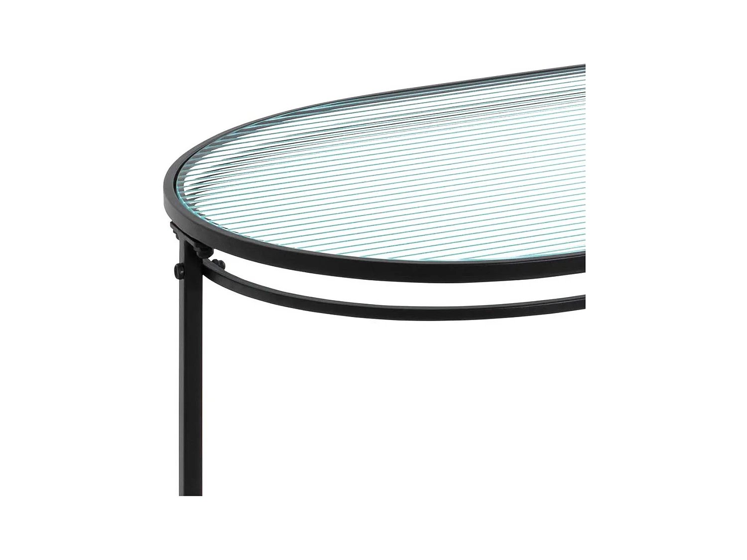 Designcouchtisch mit Bügelgestell Strukturglasplatte Riffelglas