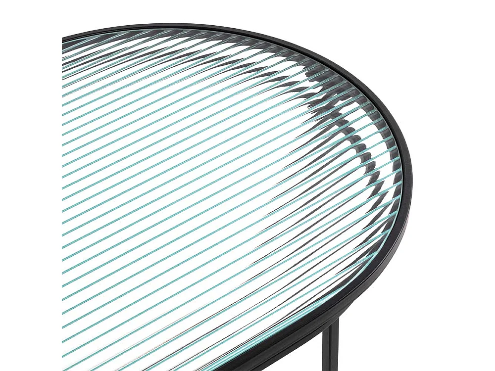 Designcouchtisch mit Bügelgestell Strukturglasplatte Riffelglas
