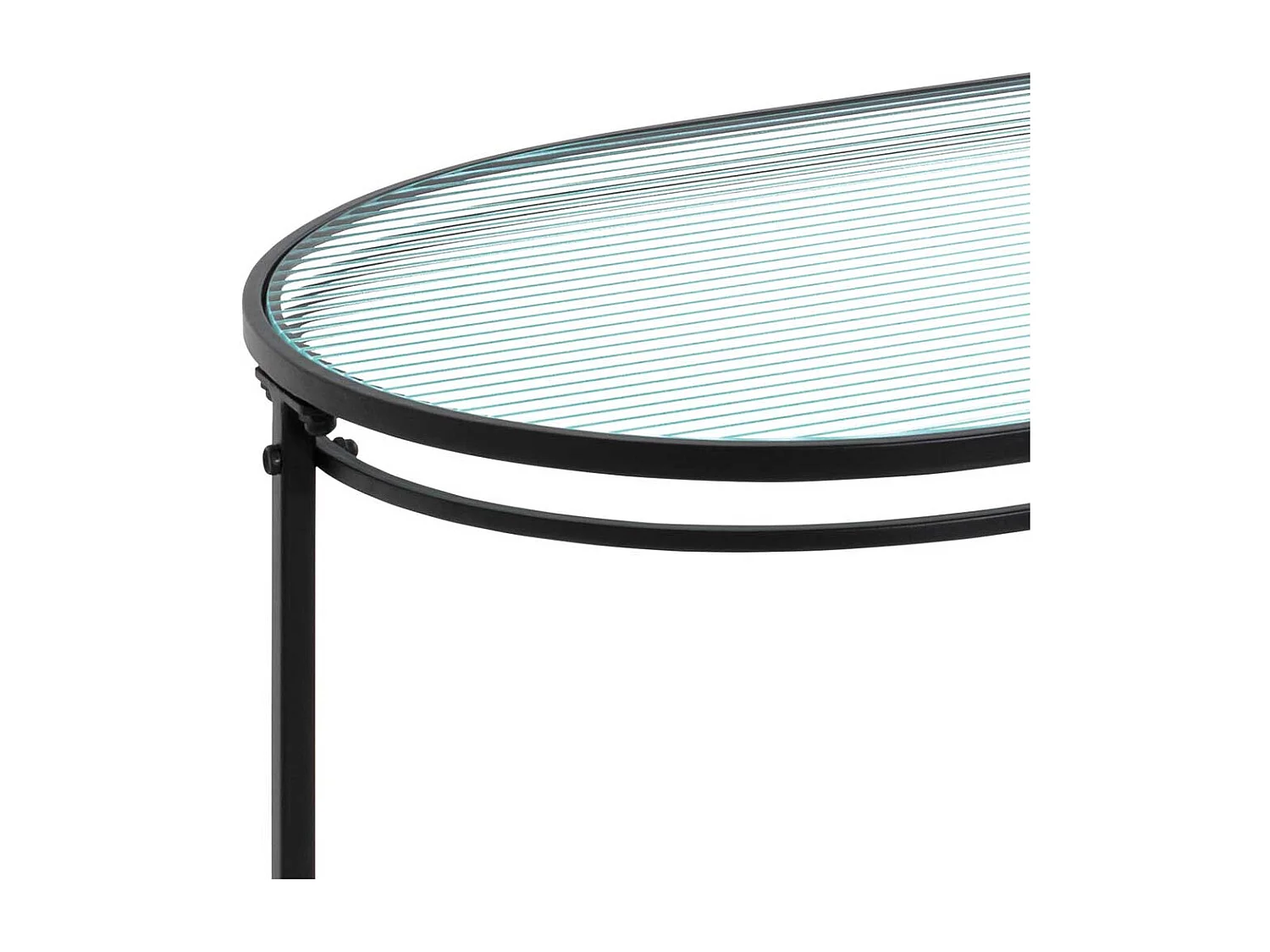 Designcouchtisch mit Bügelgestell Strukturglasplatte Riffelglas