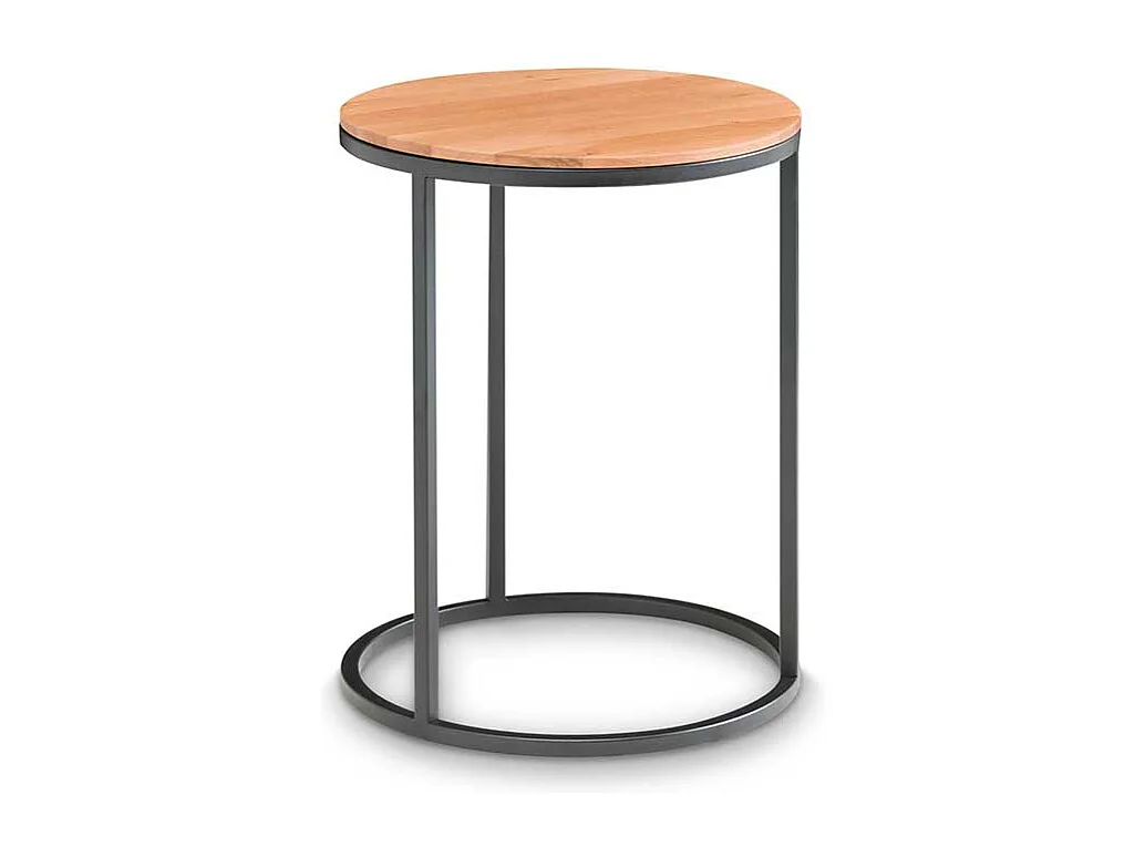 Anstelltisch Set aus Asteiche Massivholz und Metall rund (zweiteilig)