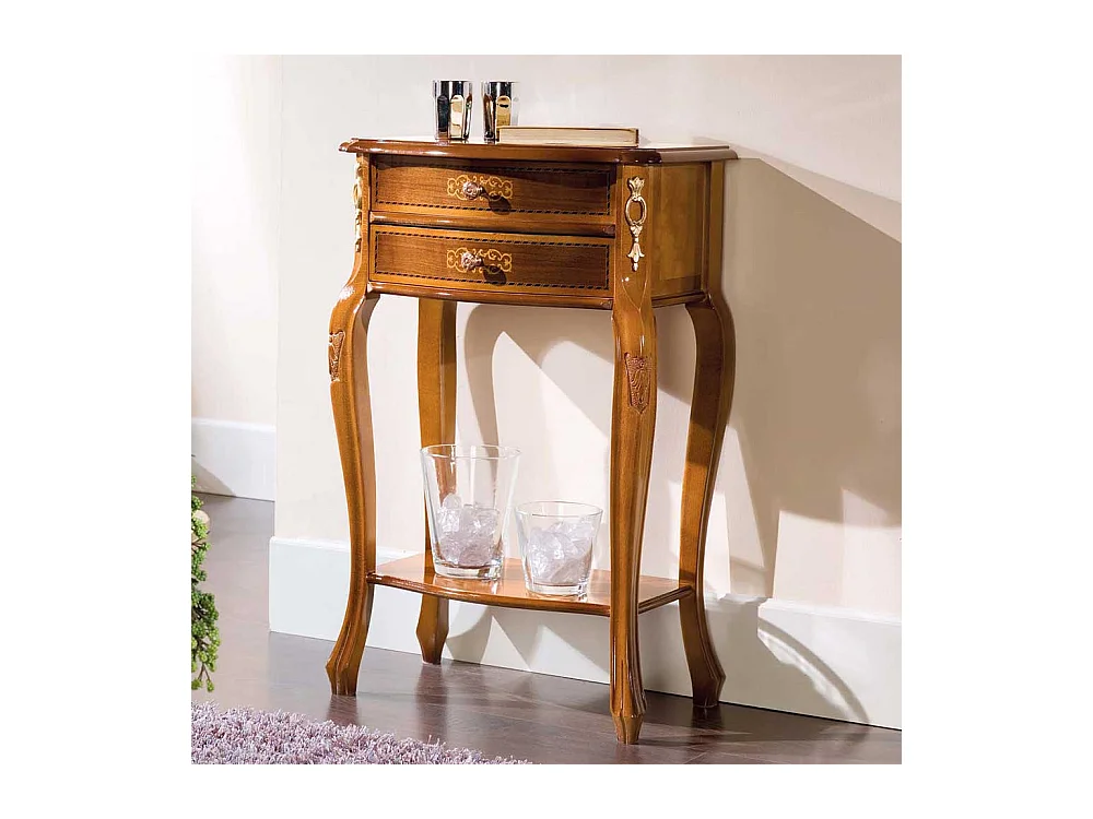 Barock Telefontisch mit Nussbaum furniert 50 cm