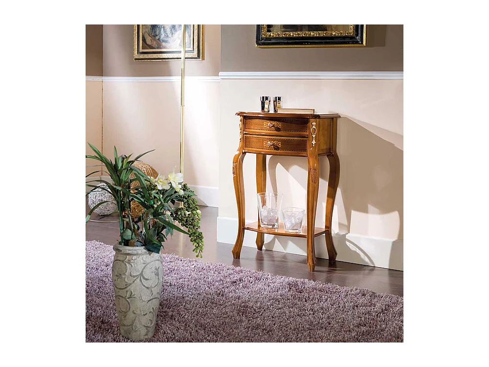 Barock Telefontisch mit Nussbaum furniert 50 cm