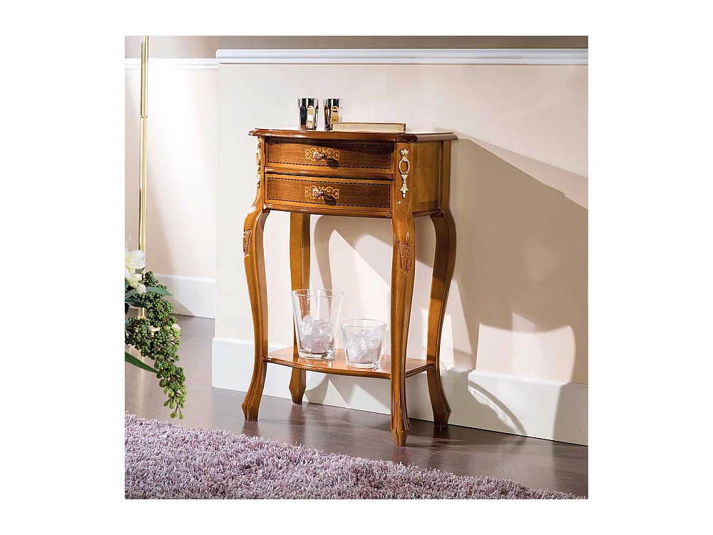 Barock Telefontisch mit Nussbaum furniert 50 cm