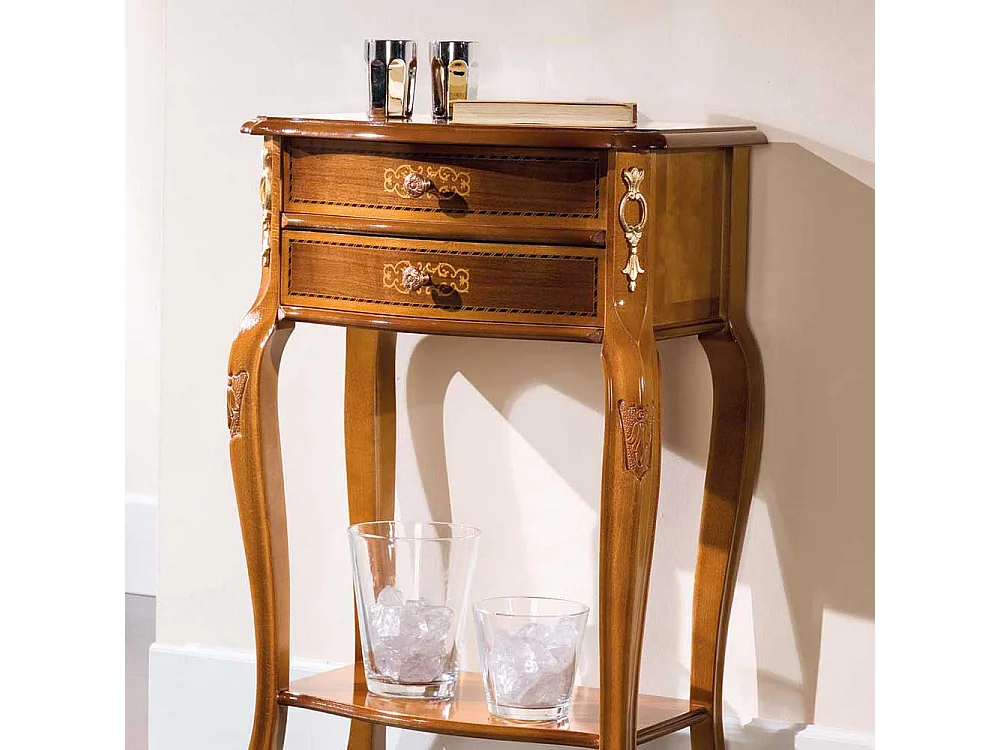 Barock Telefontisch mit Nussbaum furniert 50 cm