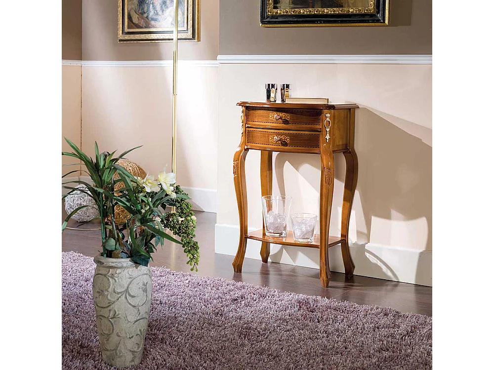 Barock Telefontisch mit Nussbaum furniert 50 cm