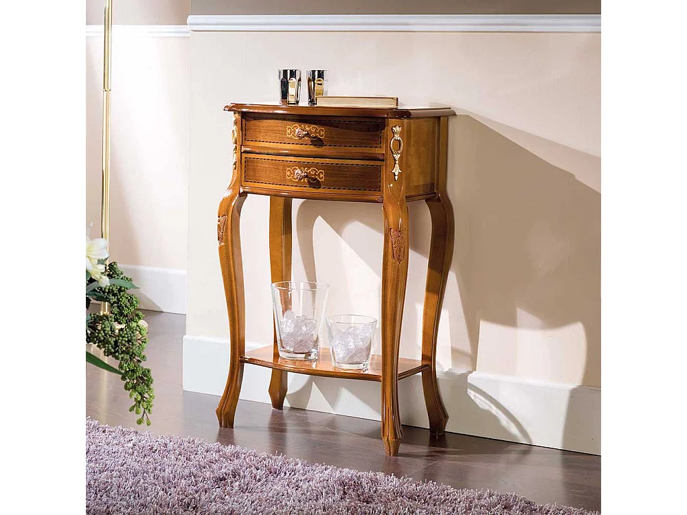 Barock Telefontisch mit Nussbaum furniert 50 cm