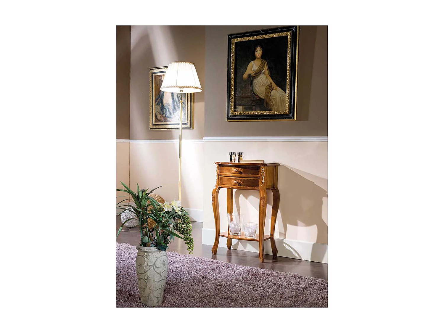 Barock Telefontisch mit Nussbaum furniert 50 cm