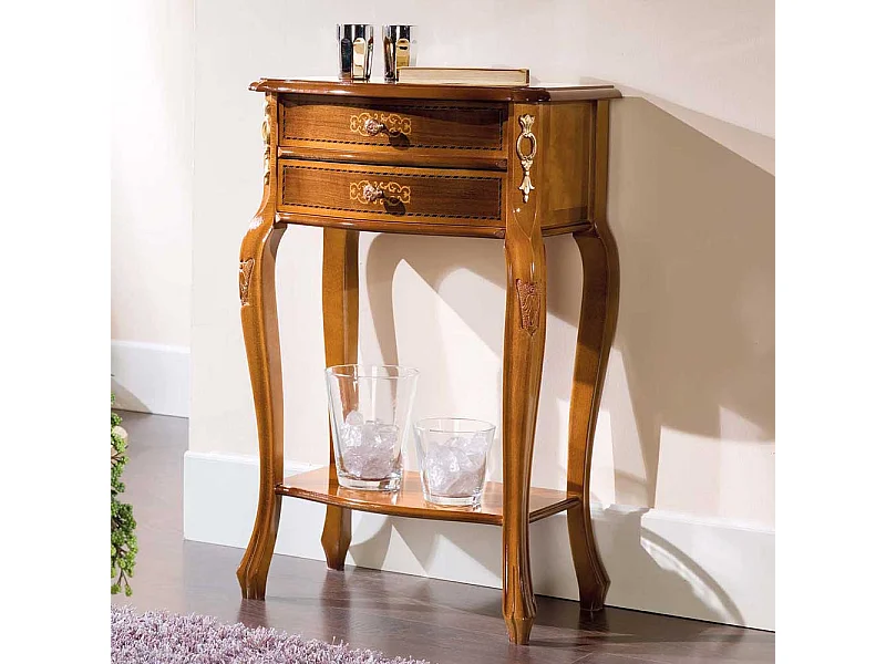 Barock Telefontisch mit Nussbaum furniert 50 cm