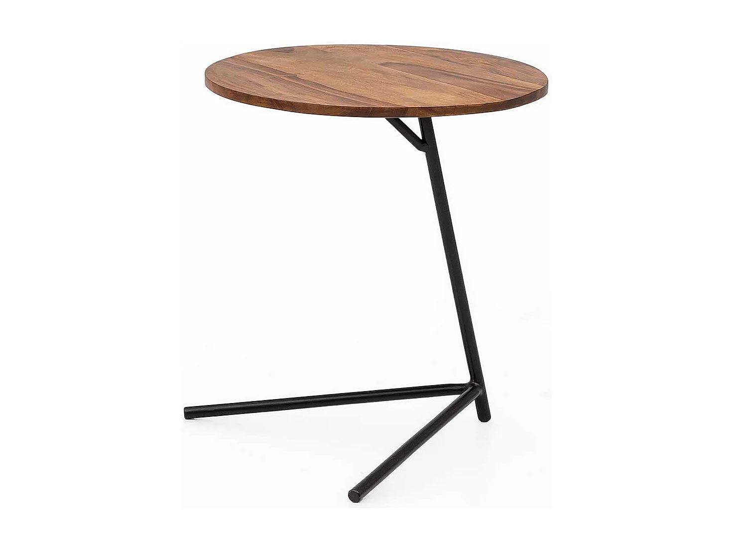 Couch Anstelltisch aus Sheesham Massivholz und Eisen rund