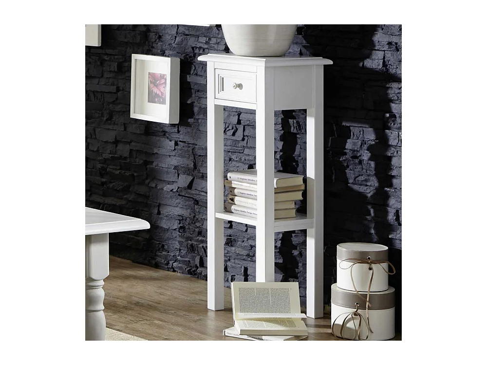 Blumenhocker in Weiß Fichte Massivholz