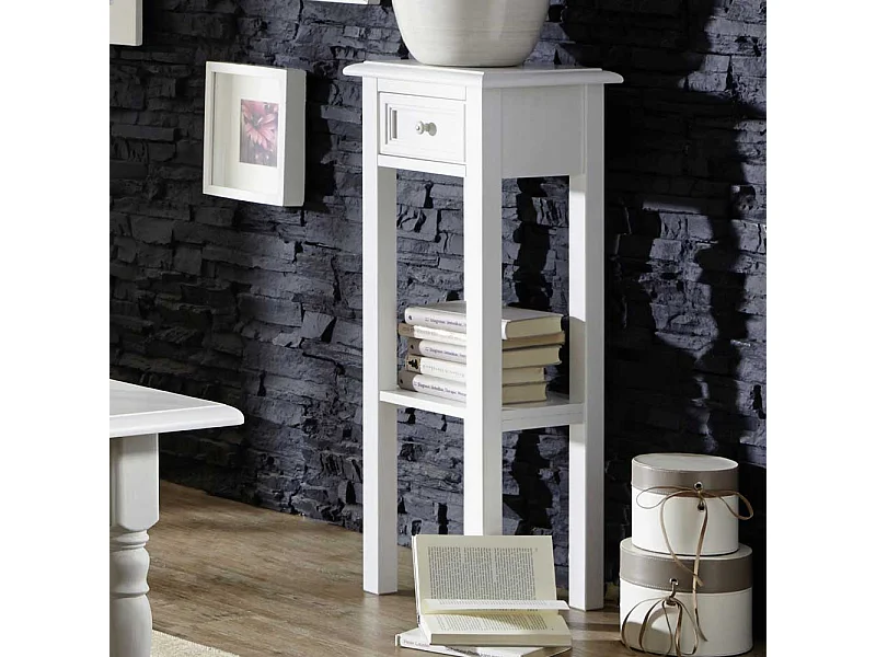 Blumenhocker in Weiß Fichte Massivholz