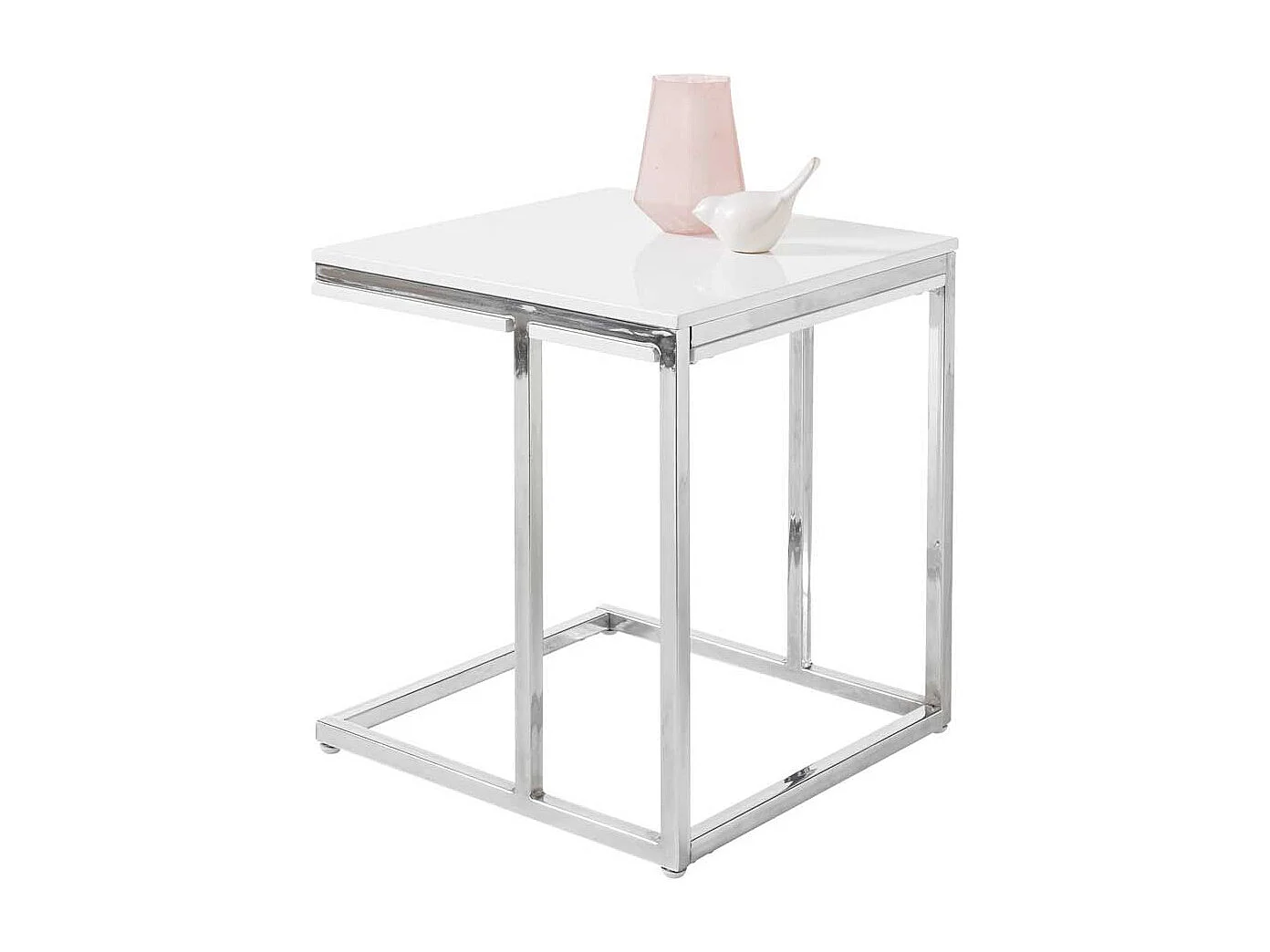 Anstelltisch in Weiß Hochglanz Chromfarben