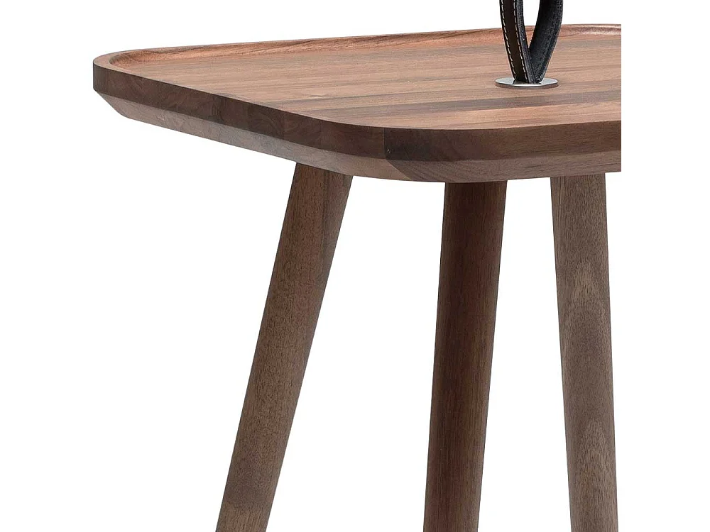 Beitisch aus Nussbaum Massivholz Echtledergriff