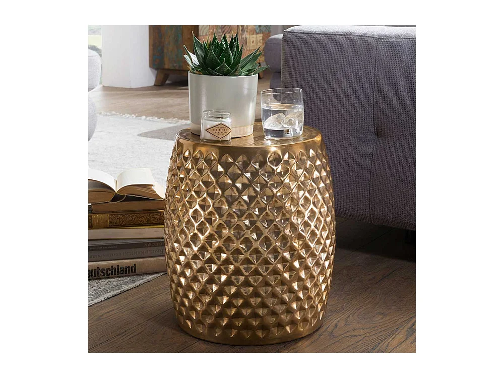 Aluminium Sofatisch in Goldfarben Hammerschlag Optik