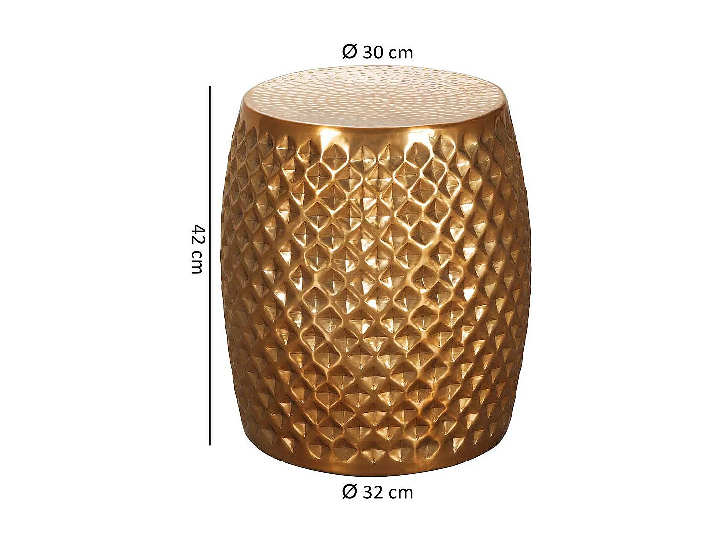 Aluminium Sofatisch in Goldfarben Hammerschlag Optik