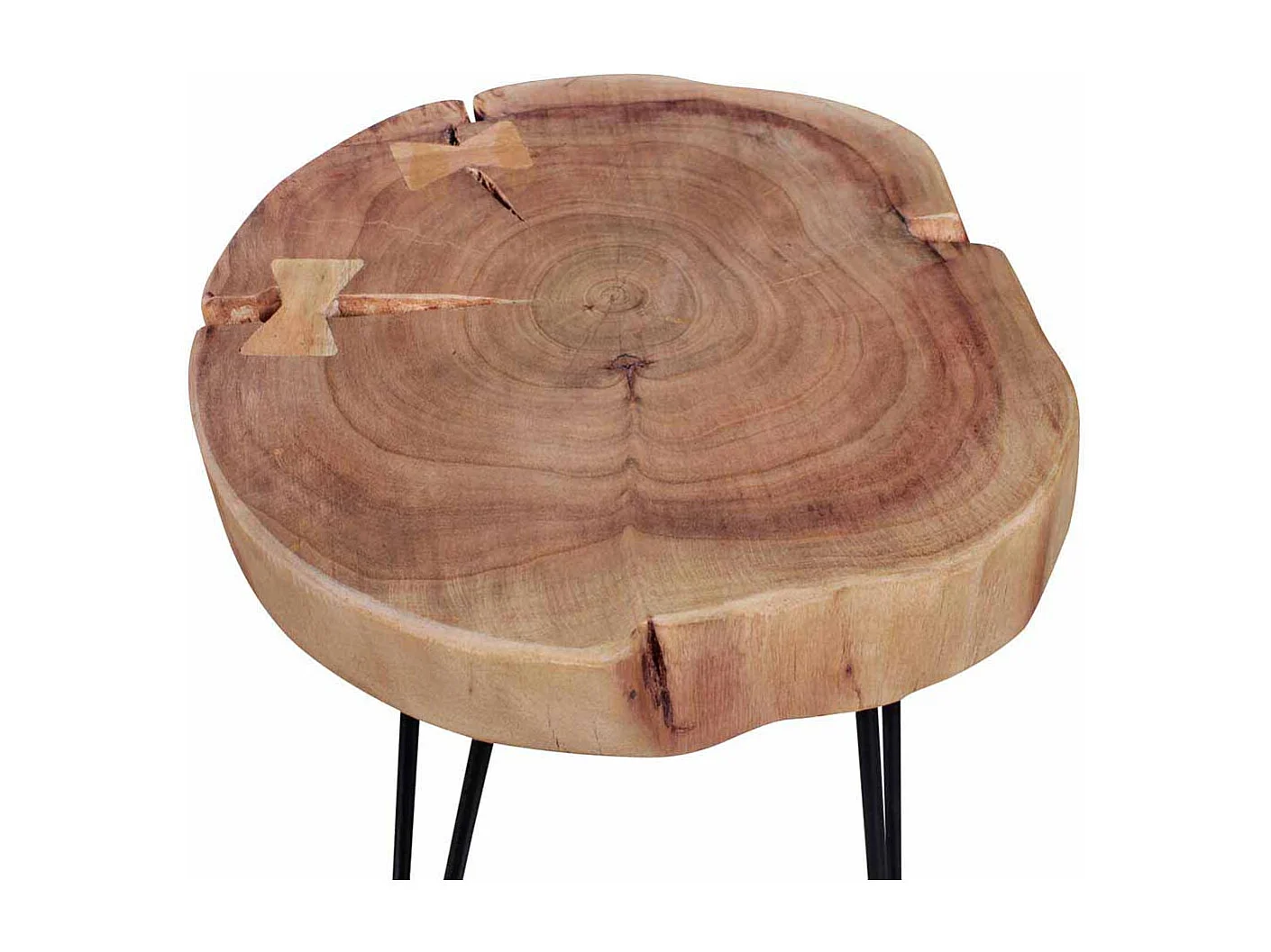 Ablagetisch mit Baumscheibenplatte Akazie Massivholz