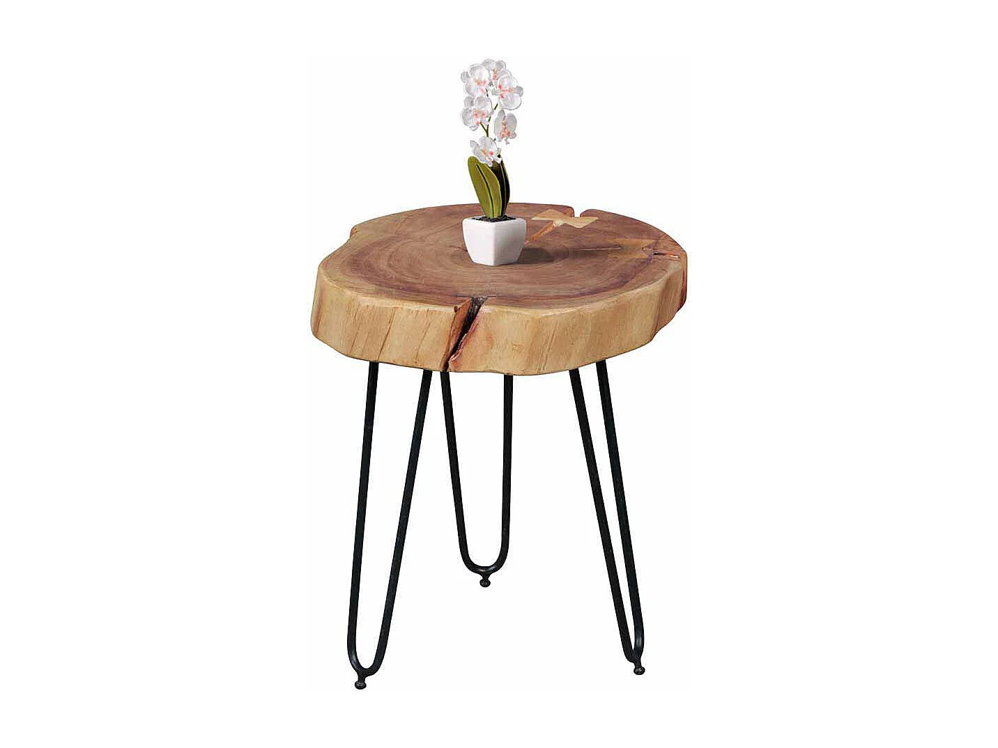 Ablagetisch mit Baumscheibenplatte Akazie Massivholz