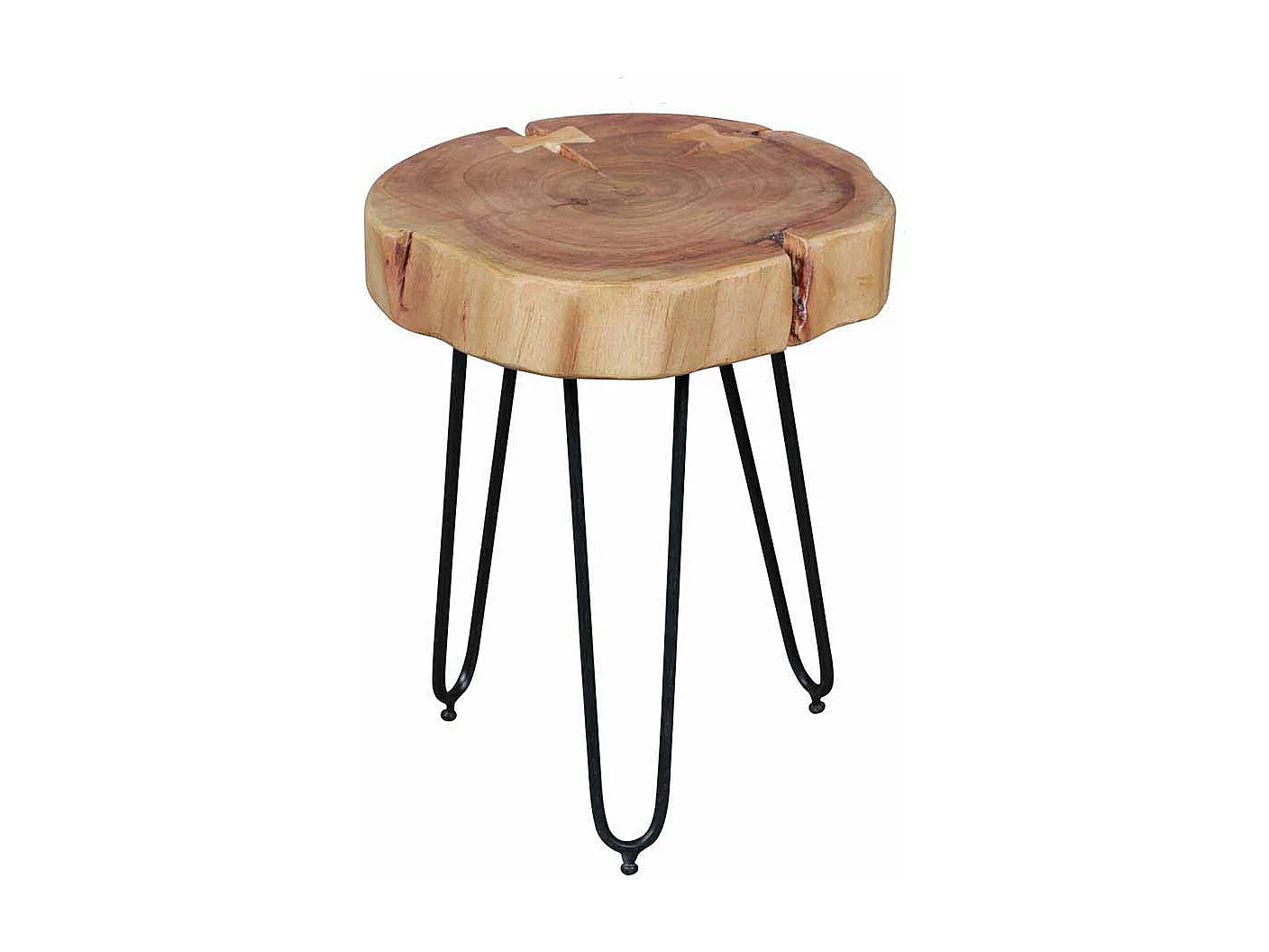 Ablagetisch mit Baumscheibenplatte Akazie Massivholz