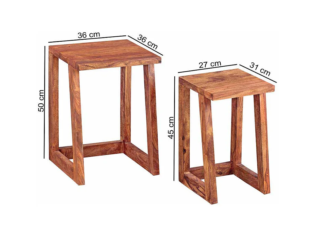 Ablagetisch Set aus Sheesham Massivholz lackiert (zweiteilig)