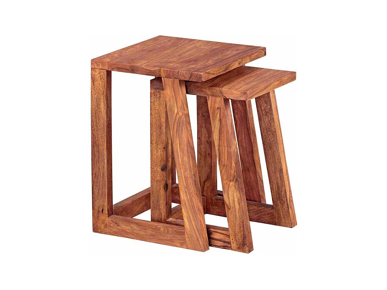 Ablagetisch Set aus Sheesham Massivholz lackiert (zweiteilig)