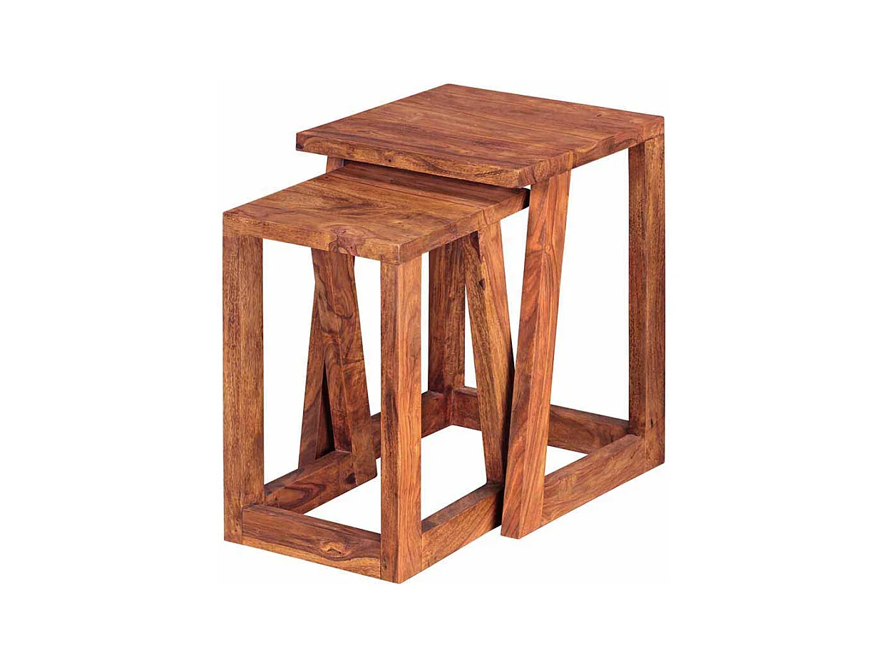 Ablagetisch Set aus Sheesham Massivholz lackiert (zweiteilig)