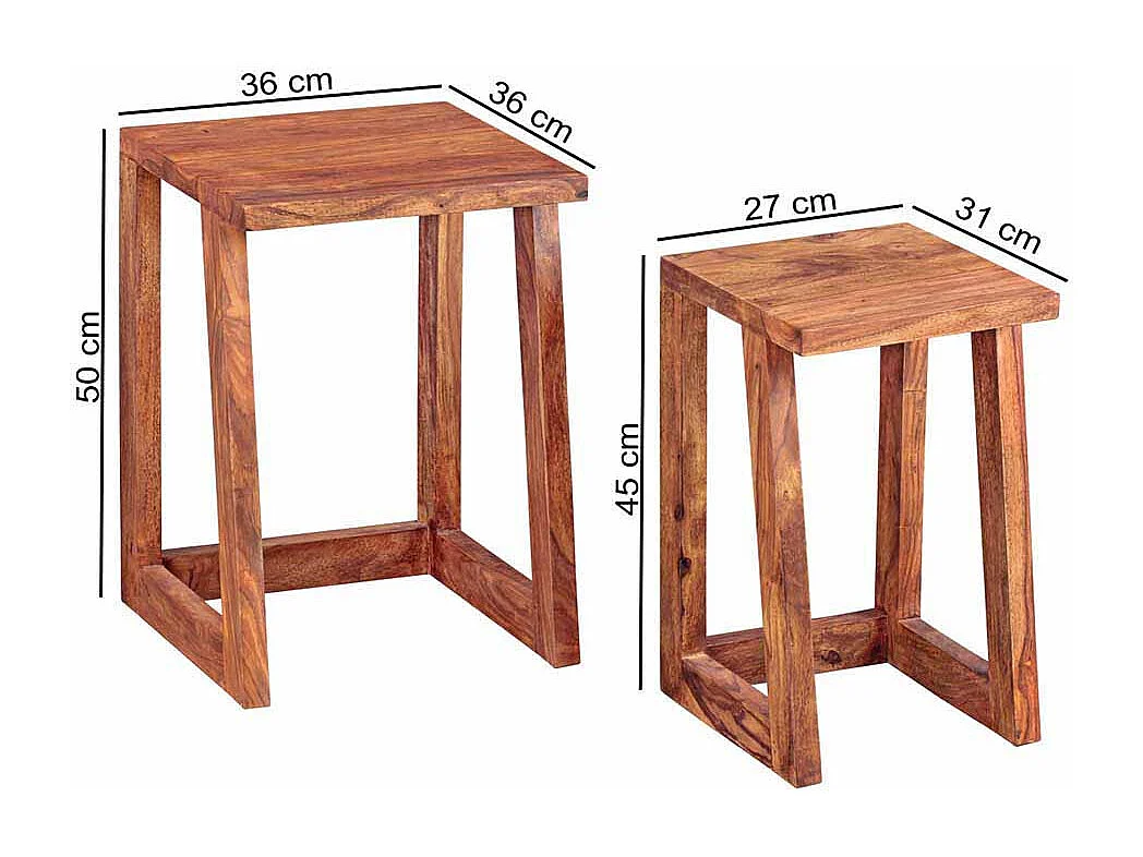 Ablagetisch Set aus Sheesham Massivholz lackiert (zweiteilig)