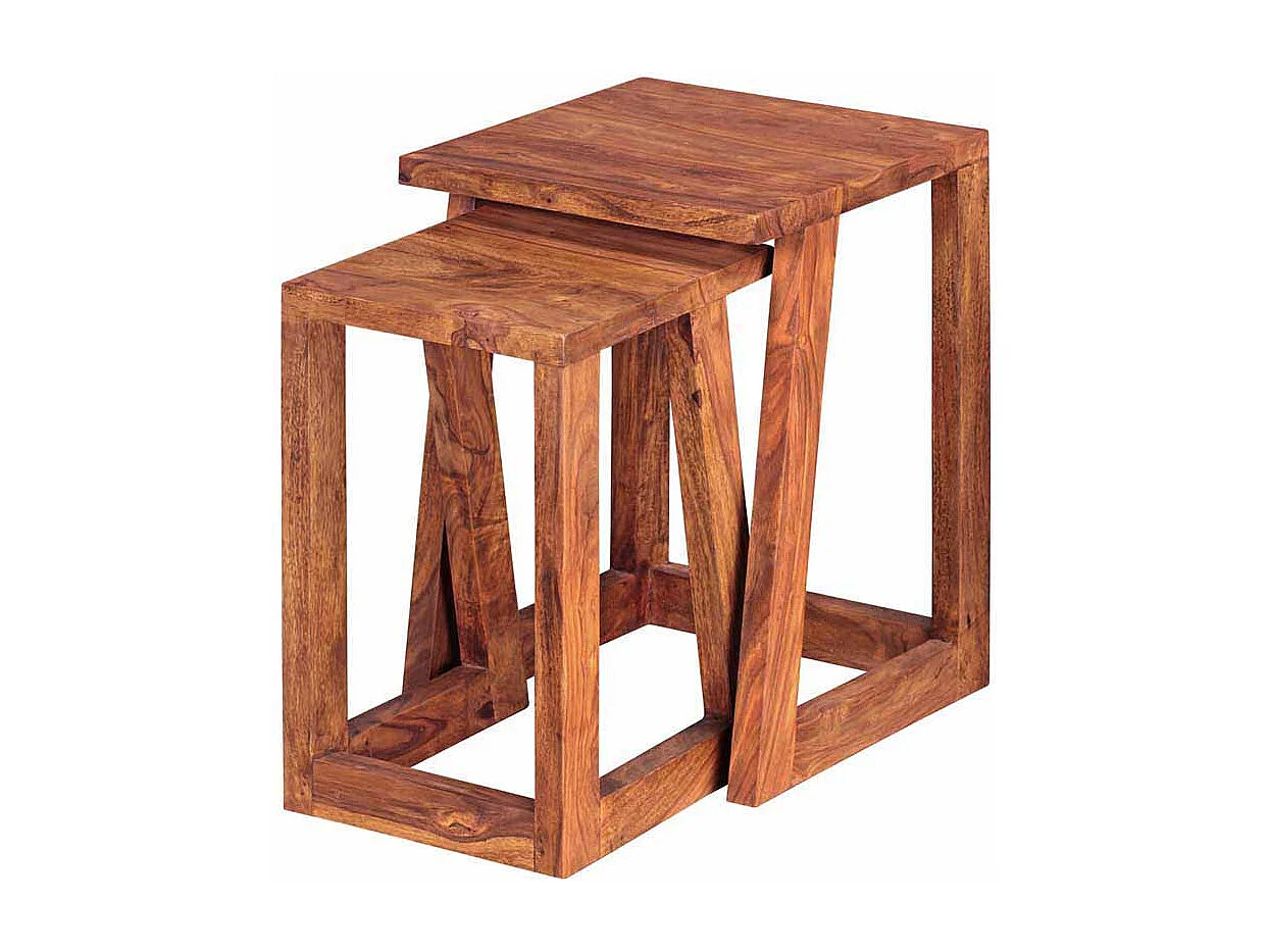 Ablagetisch Set aus Sheesham Massivholz lackiert (zweiteilig)