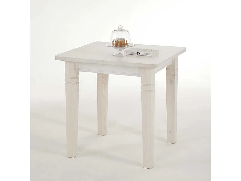 Ablagetisch aus Kiefer Massivholz Weiß