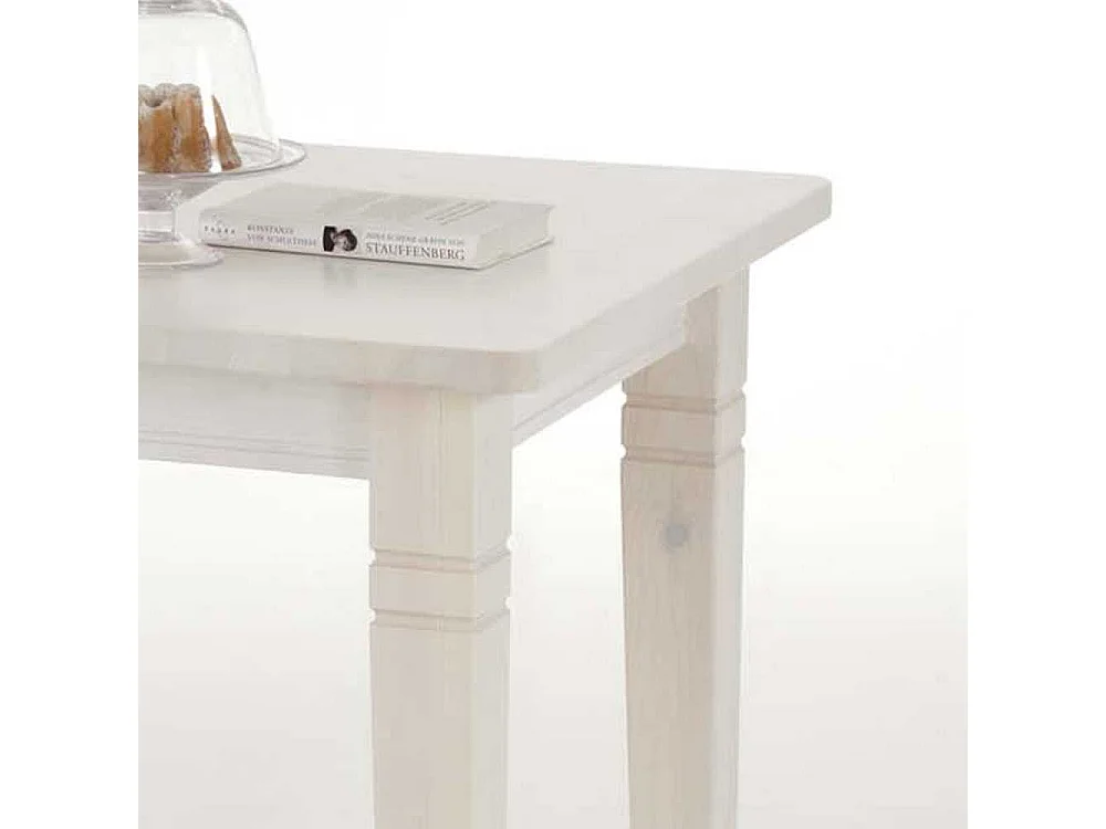 Ablagetisch aus Kiefer Massivholz Weiß